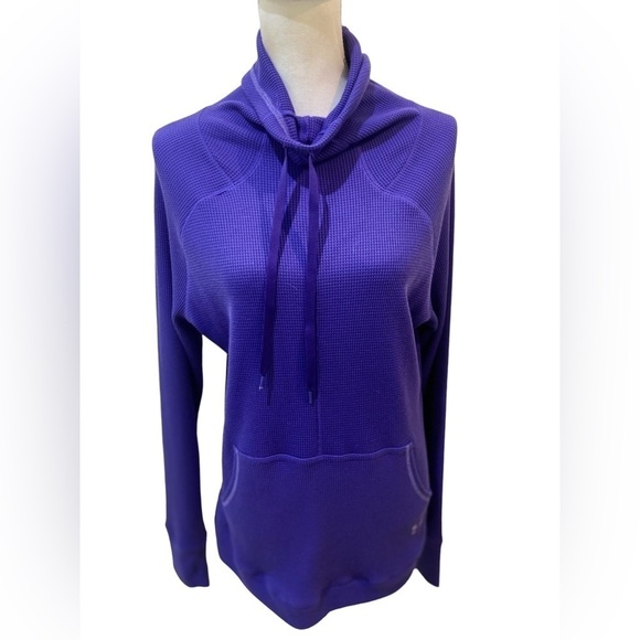 Under Armour purple Henley athletic top with thumb hole & kangaroo pockets large - Picture 1 of 10